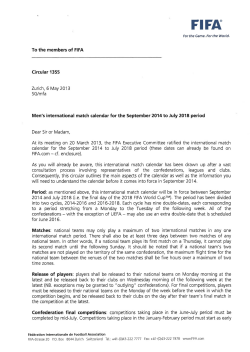 To the members of FIFA Circular 1355 Zurich, 6 May