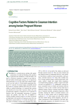 Cognitive Factors Related to Cesarean Intention among Iranian