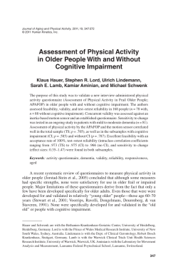 Assessment of Physical Activity in Older People with and Without