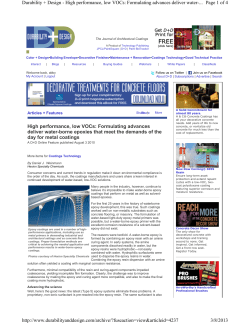 Formulating advances deliver water-borne epoxies