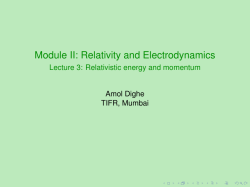 Module II: Relativity and Electrodynamics - Lecture 3