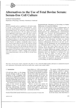 Alternatives to the Use of Fetal Bovine Serum: Serum