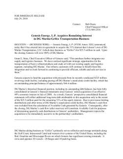 Genesis Energy, L.P. Acquires Remaining Interest in DG Marine