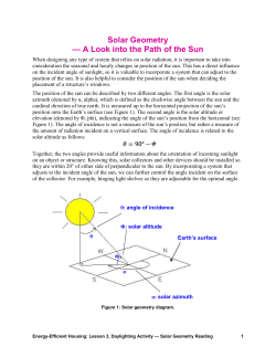 Solar Geometry — A Look into the Path of the Sun