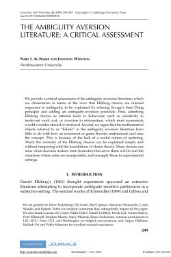 the ambiguity aversion literature: a critical assessment