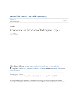 Continuities in the Study of Delinquent Types