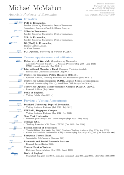 Michael McMahon &ndash; Associate Professor of Economics