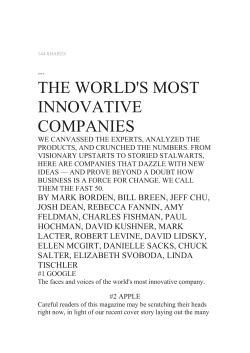 FAST COMPANY &ndash; worlds most innovative companies
