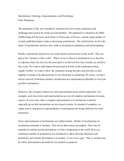 Mechanisms: Ontology, Representation, and Pyschology