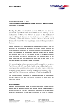 Brenntag strengthens its operational business in Sweden (DOCX