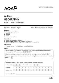 A-level Geography Specimen question paper