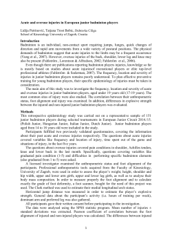 Acute and overuse injuries in European junior badminton players