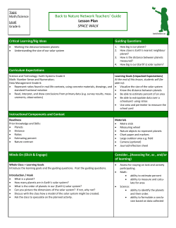 Back to Nature Network Teachers` Guide Lesson Plan SPACE WALK