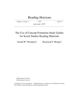 The Use of Concept Formation Study Guides for Social Studies