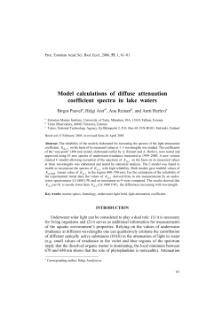 Model calculations of diffuse attenuation coefficient spectra in lake