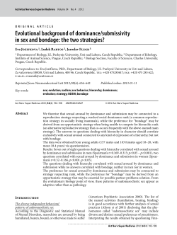 Evolutional background of dominance/submissivity in sex