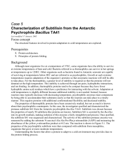 Case 5 Characterization of Subtilisin from the Antarctic Psychrophile