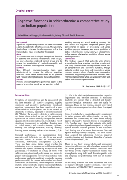Cognitive functions in schizophrenia: a comparative study in an