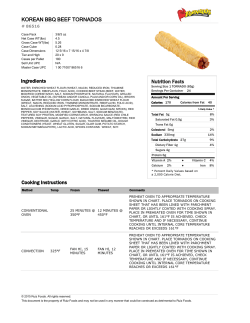KOREAN BBQ BEEF TORNADOS Ingredients Nutrition
