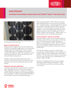Sun Earth Solar Relies on DuPont&trade; Tedlar