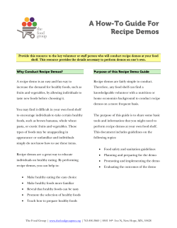 A How To Guide for Recipe Demos