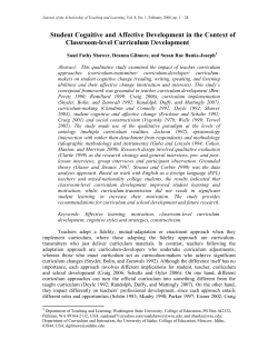 Student Cognitive and Affective Development in the Context of