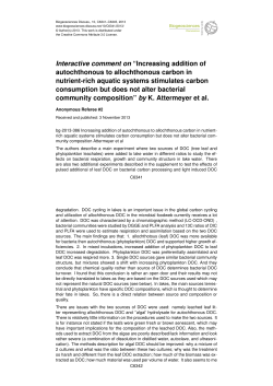Interactive comment on &ldquo;Increasing addition of autochthonous to