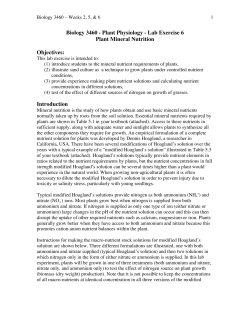 Biology 3460 - Plant Physiology