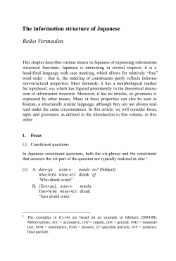 The information structure of Japanese Reiko Vermeulen