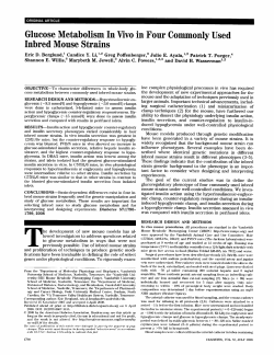 Glucose Metabolism In Vivo in Four Commonly Used