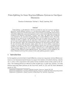 Pulse-Splitting for Some Reaction-Diffusion Systems in One