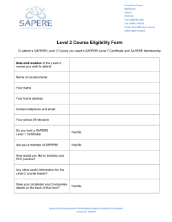 Level 2 Course Eligibility Form