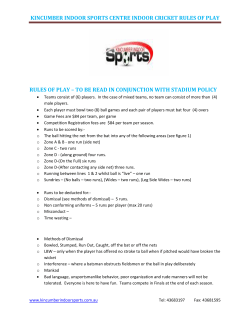 Cricket - Rules of Play - Kincumber Indoor Sports
