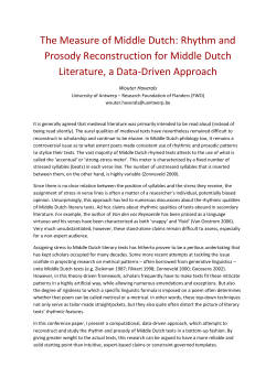 The Measure of Middle Dutch: Rhythm and Prosody