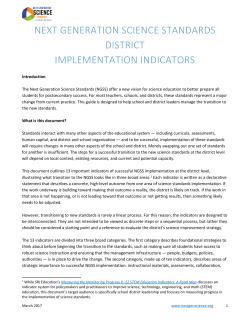 next generation science standards district implementation indicators