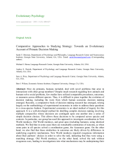 Evolutionary Psychology Comparative Approaches to Studying