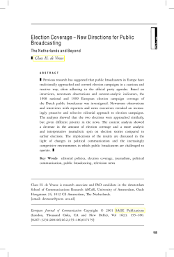 Election Coverage &ndash; New Directions for Public