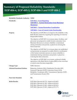 Summary of Proposed Reliability Standards: EOP-004-4