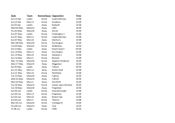 Date Team Home/Away Opposition Time