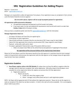 SRU Registration Guidelines for Adding Players