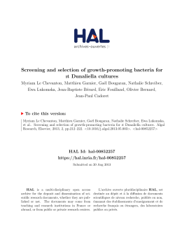 Screening and selection of growth-promoting bacteria for - HAL