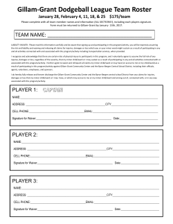 Gillam-Grant Dodgeball League Team Roster January 28, February