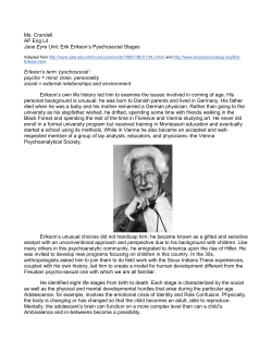 Ms. Crandell AP Eng Lit Jane Eyre Unit: Erik Erikson`s Pyschosocial