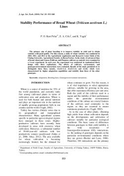 Stability Performance of Bread Wheat (Triticum aestivum L.) Lines
