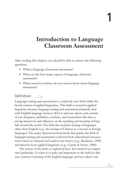 Introduction to Language Classroom Assessment