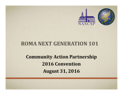 ROMA NEXT GENERATION 101 - National Community Action