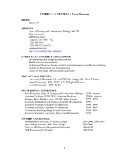 CURRICULUM VITAE Evan Siemann