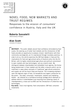 Novel Food, New Markets and Trust Regimes
