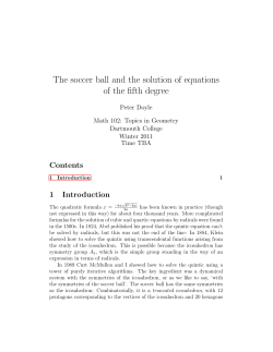 The soccer ball and the solution of equations of the fifth degree