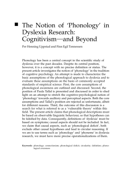 The notion of `phonology` in dyslexia research